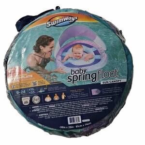 Swimways Sun Canopy Spring Float Swim Step 1 with Hyper Flate‎ Valve Purple Teal